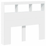 Headboard Cabinet with LED White 120 cm - Side View