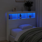 Headboard Cabinet with LED White 120 cm - Top-Down View