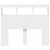 Headboard Cabinet with LED White 120 cm