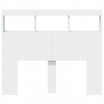 Headboard Cabinet with LED White 120 cm