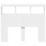 Headboard Cabinet with LED White 120 cm - Rear View