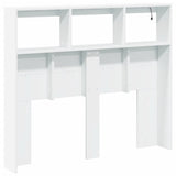 Headboard Cabinet with LED White 120 cm