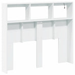 Headboard Cabinet with LED White 120 cm