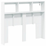 Headboard Cabinet with LED White 120 cm - Low Angle