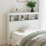 Headboard Cabinet with LED White 120 cm