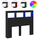 Headboard Cabinet with LED Black 120 cm - Front View