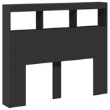 Headboard Cabinet with LED Black 120 cm