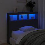 Headboard Cabinet with LED Black 120 cm - Top-Down View