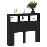 Headboard Cabinet with LED Black 120 cm - 45-Degree Angle