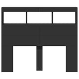 Headboard Cabinet with LED Black 120 cm - Rear View