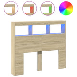 Headboard Cabinet with LED Sonoma Oak 120 cm - Front View