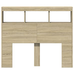 Headboard Cabinet with LED Sonoma Oak 120 cm