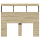 Headboard Cabinet with LED Sonoma Oak 120 cm - Rear View