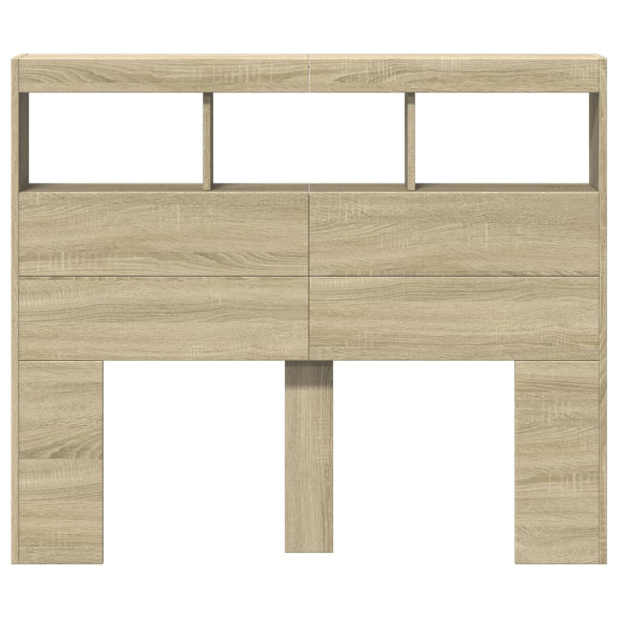 Headboard Cabinet with LED Sonoma Oak 120 cm