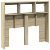 Headboard Cabinet with LED Sonoma Oak 120 cm - Low Angle