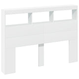 Headboard Cabinet with LED White 140 cm