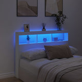 Headboard Cabinet with LED White 140 cm - Top-Down View