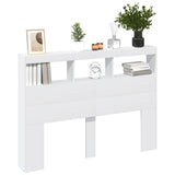 Headboard Cabinet with LED White 140 cm - 45-Degree Angle