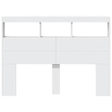 Headboard Cabinet with LED White 140 cm - Rear View