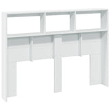 Headboard Cabinet with LED White 140 cm - Low Angle