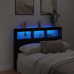 Headboard Cabinet with LED Black 140 cm