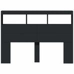 Headboard Cabinet with LED Black 140 cm
