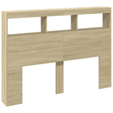Headboard Cabinet with LED Sonoma Oak 140 cm - Side View