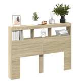 Headboard Cabinet with LED Sonoma Oak 140 cm - 45-Degree Angle