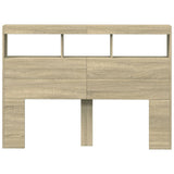 Headboard Cabinet with LED Sonoma Oak 140 cm - Rear View