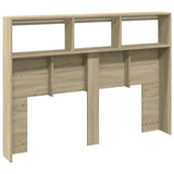 Headboard Cabinet with LED Sonoma Oak 140 cm - Low Angle