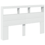 Headboard Cabinet with LED White 160 cm