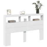 Headboard Cabinet with LED White 160x17x102 cm - 45-Degree Angle