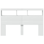 Headboard Cabinet with LED White 160 cm
