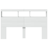 Headboard Cabinet with LED White 160x17x102 cm - Rear View
