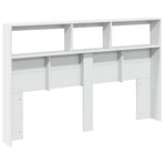 Headboard Cabinet with LED White 160 cm