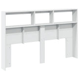Headboard Cabinet with LED White 160x17x102 cm - Low Angle