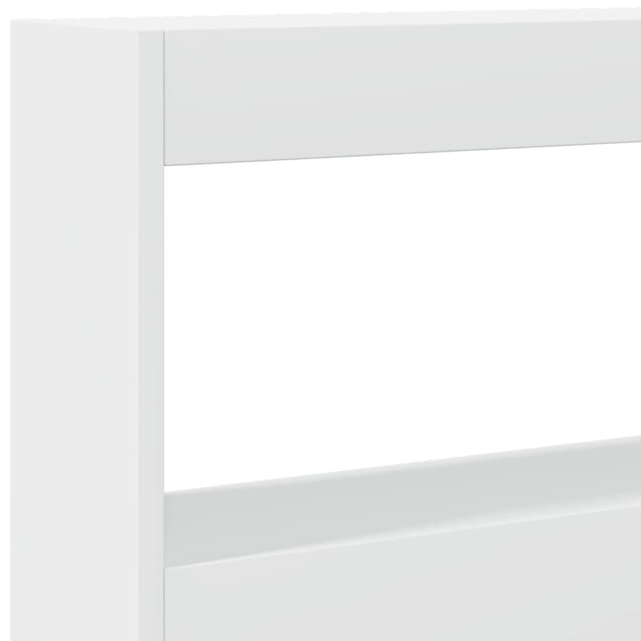 Headboard Cabinet with LED White 160 cm
