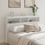 Headboard Cabinet with LED White 160x17x102 cm