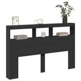 Headboard Cabinet with LED Black 160x17x102 cm - 45-Degree Angle