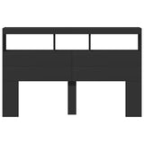 Headboard Cabinet with LED Black 160x17x102 cm