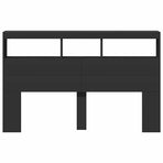 Headboard Cabinet with LED Black 160 cm