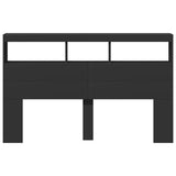 Headboard Cabinet with LED Black 160x17x102 cm - Rear View