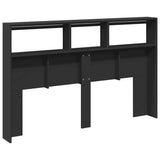 Headboard Cabinet with LED Black 160x17x102 cm - Low Angle