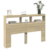 Headboard Cabinet with LED Sonoma Oak 160x17x102 cm - 45-Degree Angle
