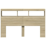 Headboard Cabinet with LED Sonoma Oak 160x17x102 cm