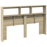 Headboard Cabinet with LED Sonoma Oak 160x17x102 cm - Low Angle