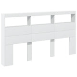 Headboard Cabinet with LED White 180 cm