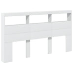 Headboard Cabinet with LED White 180 cm