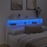 Headboard Cabinet with LED White 180 cm - Top-Down View
