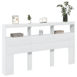 Headboard Cabinet with LED White 180 cm - 45-Degree Angle